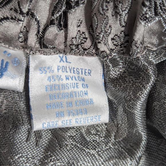 NWT! KENY! SILVER GRAY, BLACK SATIN, ASIAN STYLE DRAWSTRING PAJAMA PANTS! SZ XL - Picture 7 of 10